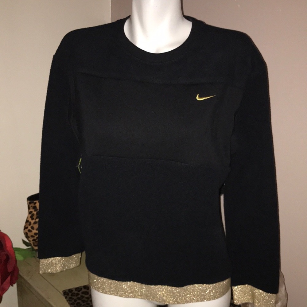Women’s Nike xs crew sweatshirt sweater black gold